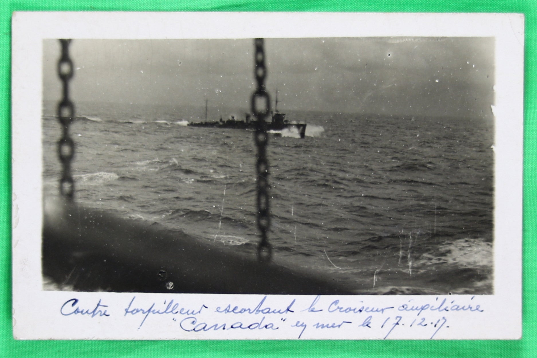 Two WW1 photo postcards from on-board HMS 'Canada' 1917