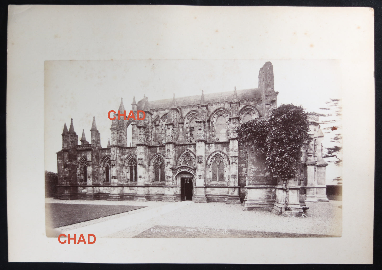 Two albumen photos of Rosslyn Chapel Scotland @1870