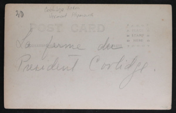 Two early photo postcards, President Coolidge’s life in Vermont