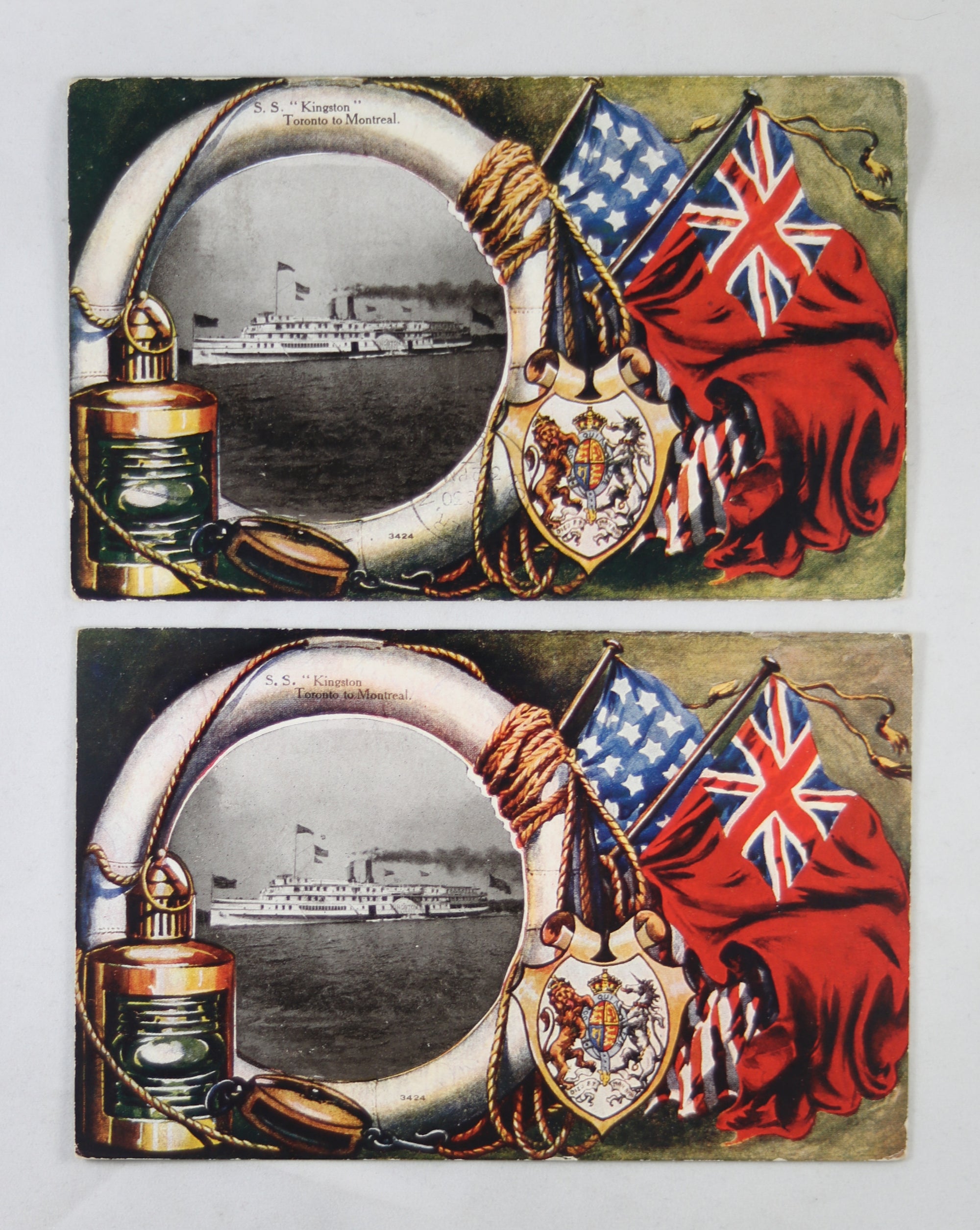 Two patriotic postcards S.S. Kingston (Canada) 1906