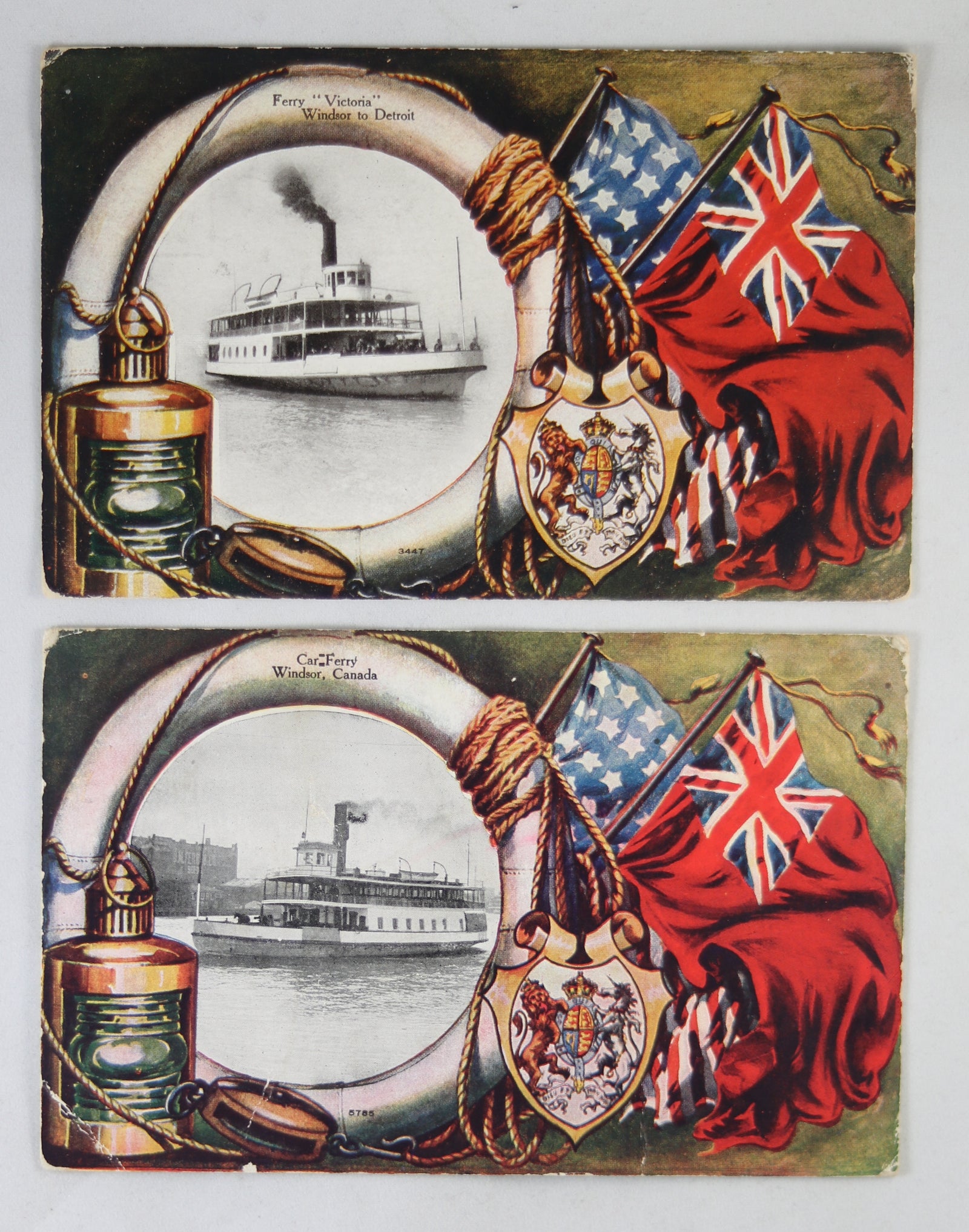 Two patriotic postcards Windsor Ferry steamer (Warwick & Rutter) @1910