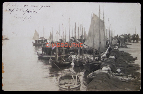 Two photo postcards fishing industry, Cape Hope Gaspé Quebec. c. 1920s