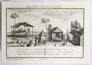 Two prints 'Negro House on the Coast of GUINEA' @1745-1747