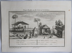 Two prints 'Negro House on the Coast of GUINEA' @1745-1747