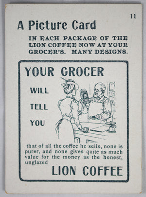 Two vintage American trade cards Lion Coffee and Butter