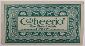 Two membership certificates for Cheerio Club CKGW Toronto 1929-33