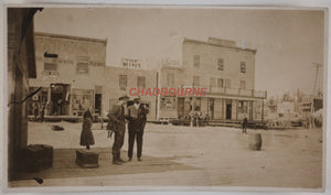 Two photos of silver mining boom town Elk Lake City Ontario c.1910