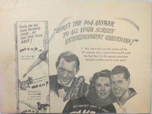 UK Movie playbill for 1944 movie 'Take it or Leave it'