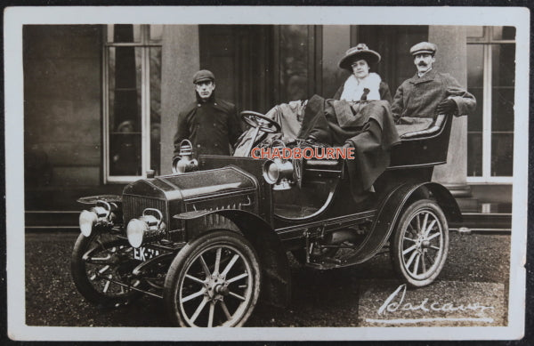 UK photo postcard Earl of Crawford’s Vulcan Motor automobile c. 1905