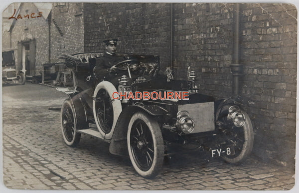 UK photo postcard Lytton family’s Vulcan Motor automobile c. 1906,