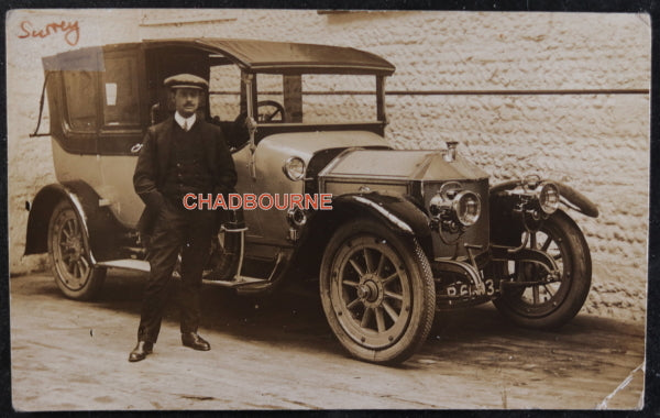 UK photo postcard chauffeur Sir Jesse Boots’ Métallurgique automobile 