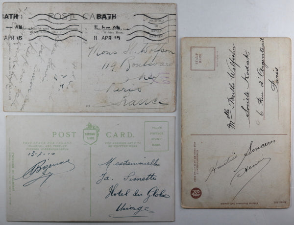 UK set of three illustrated humorous children postcards 1910s