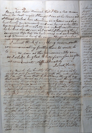 USA 1850 Hamilton Ohio letter about trip and local events (farm accident)