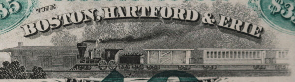 USA 1860s 4 interest coupons for Hartford, Boston & Erie Railroad Co.