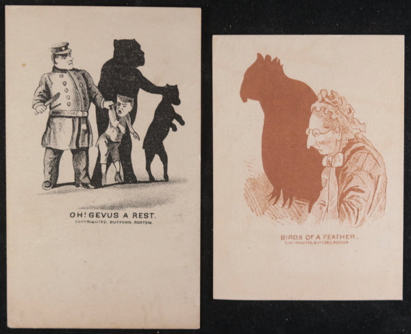 USA Boston set of two shadow-themed trade cards Bufford c. 1890