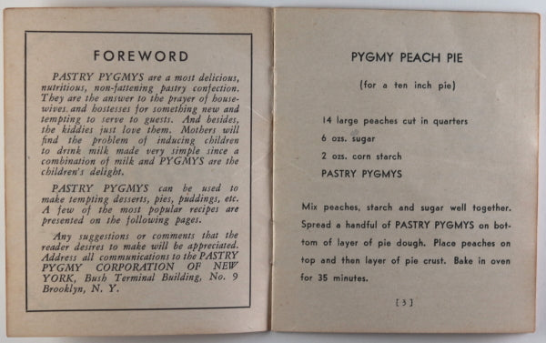 USA Brooklyn N.Y Pastry Pygmy’s recipe folder c. 1930