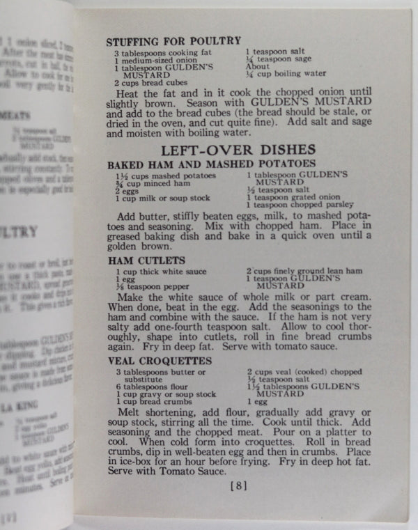 USA Gulden’s Mustard recipe pamphlet ‘Seasoning Secrets’ c. 1926