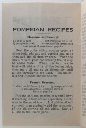 USA Pompeian Olive Oil recipe pamphlet c. 1911