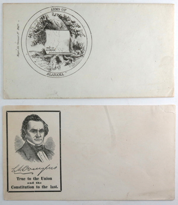 USA Two pre-Civil War illustrated envelopes, Alabama - Lincoln