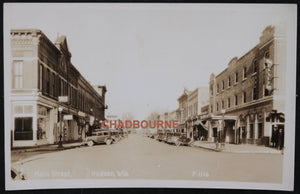 USA, photo postcard of Main Street, Hudson Wisconsin c.1920s
