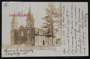 USA two photo postcards church and rectory Flagstaff AZ (1908/09)