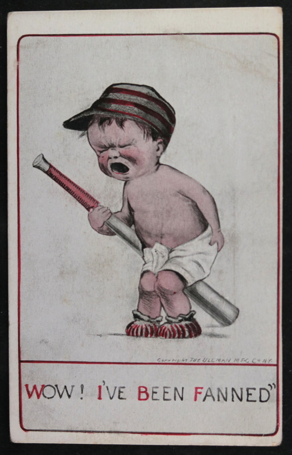 USA comic baseball postcard “Wow! I’ve been Fanned” c. 1910