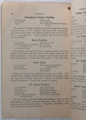 USA cookbook ‘Rumford Cook Book’ c.1910