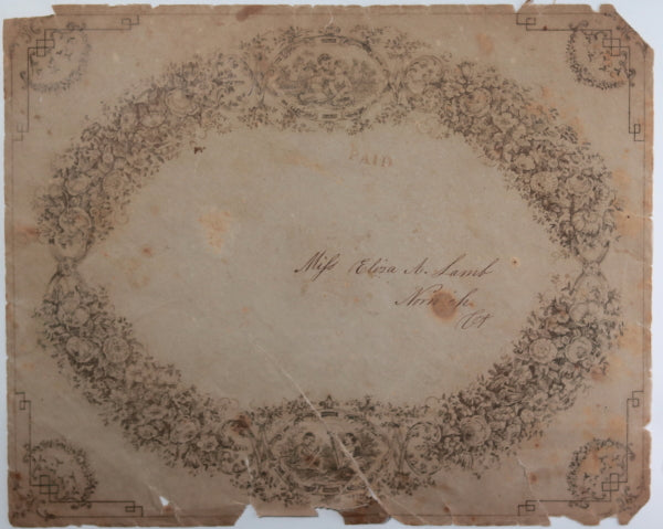 USA fancy envelope Eliza Lamb Norwich CT pre-1850