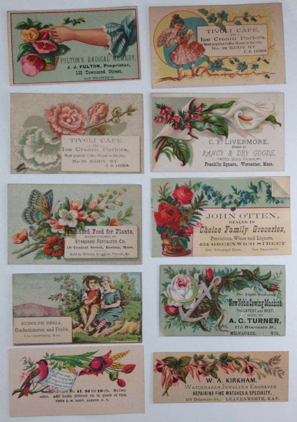 USA lot of 20 trade and calling cards late1800s-1900s