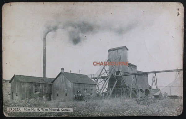 USA photo postcard Coal Mine No. 8 West Mineral Kansas c. 1910s USA photo postcard Coal Mine No. 8 West Mineral Kansas c. 1910s