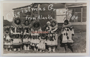 USA photo postcard of Alaskan Inuit in winter clothing c. 1940s
