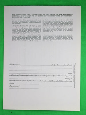 Unused stock certificate of Adsorption Chemical Corp (Texas)