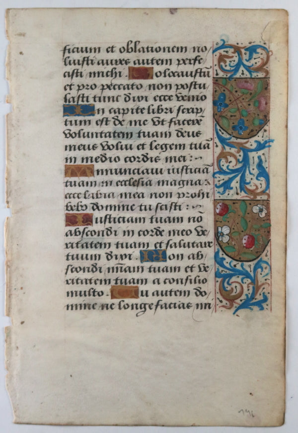 Vellum page from Latin Book of Hours, Paris ~1510 #2