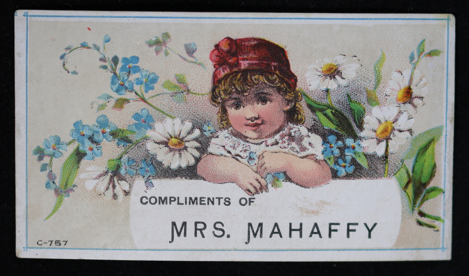 Victorian advertising card Mrs. Mahaffy Children’s Dress, Toronto