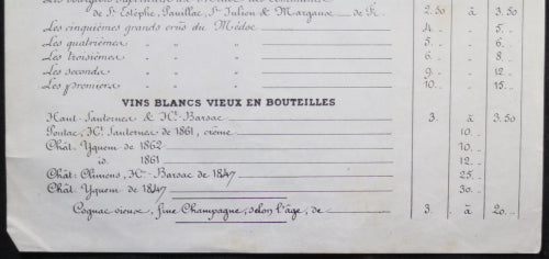 Vins J. Michaelsen & Co., Bordeaux Prix-Courant ~1865 Vins J. Michaelsen & Co., Bordeaux Prix-Courant ~1865