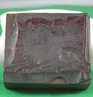 Vintage Printing block - Lion lying in front of Union Jack #1