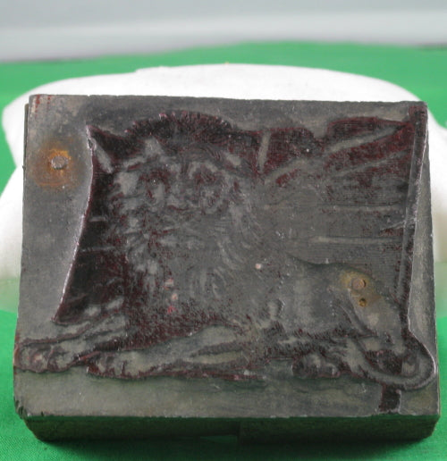 Vintage Printing block - Lion lying in front of Union Jack #2