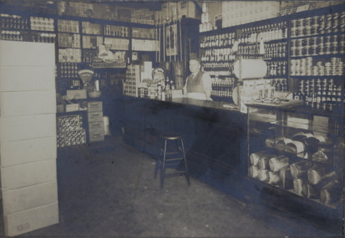 Vintage photo of interior of General Store, early 1900s
