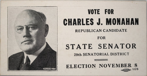 Voting card for Monahan – State Senator Illinois 1938