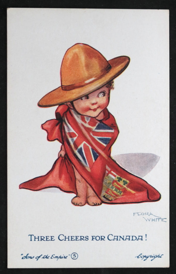 WW1-era  patriotic postcard with child dressed as Canadian