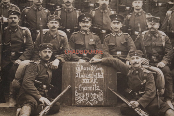 WW1 1914 photo postcard German 2nd Landstrum Infantry Batt. Chemnitz