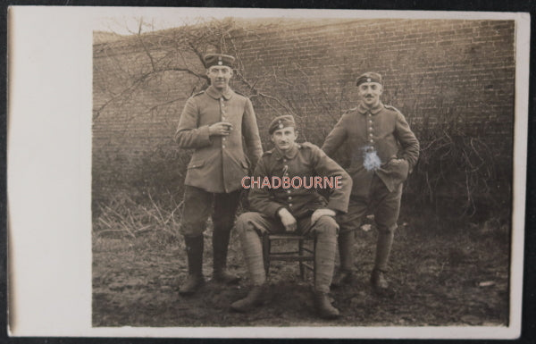 WW1 1916 photo postcard three German soldiers Bavarian Pioneer Regt.