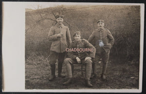 WW1 1916 photo postcard three German soldiers Bavarian Pioneer Regt.