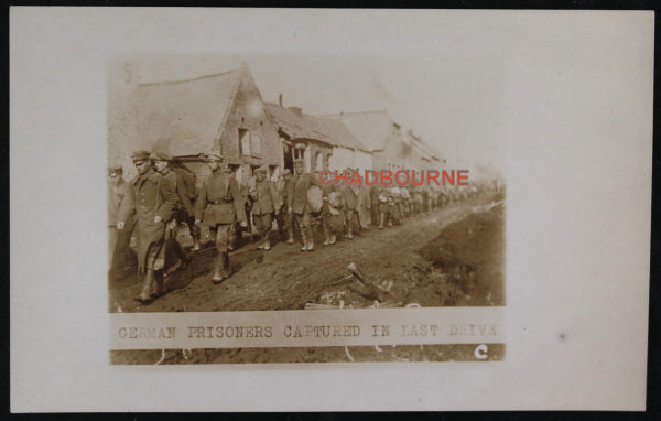 WW1 1918 photo postcard German POWs (U.S. 140th Regiment)