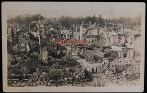 WW1 1918 photo postcard ruins of Verdun France (U.S. 140th Regiment)