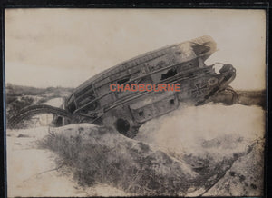 WW1 1920 photo wreck British Mark IV tank #4571, captured by Germans