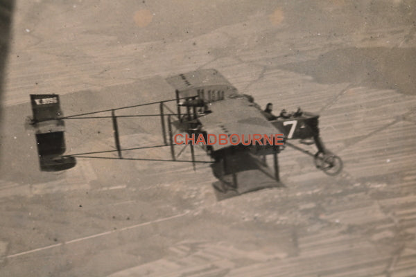 WW1 France in-flight photo of Voisin biplane, from another plane 