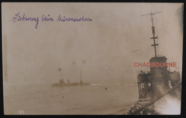 WW1 German photo postcard of warships at sea