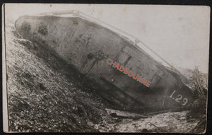 WW1 October 1918 disabled UK Mark V tank Battle St Quentin Canal