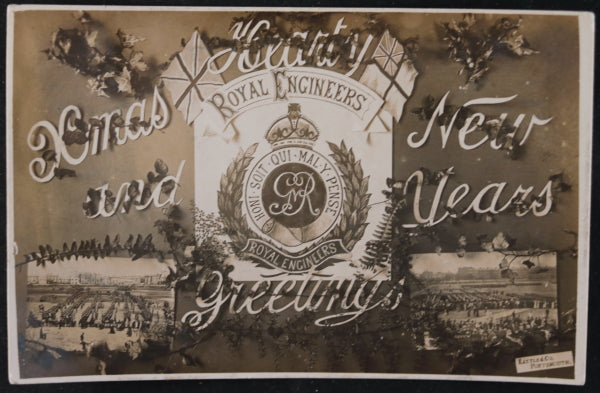 WW1 UK 1915 postcard of Royal Engineers holiday greetings